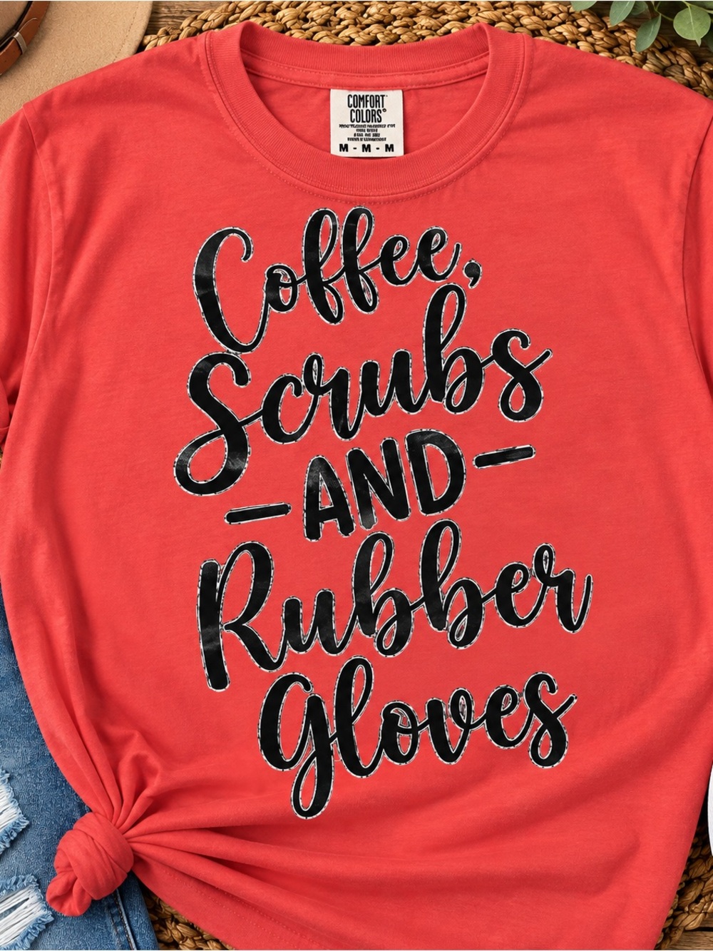 Comfort Colors Coral Short-Sleeve Graphic Tee - Black Script